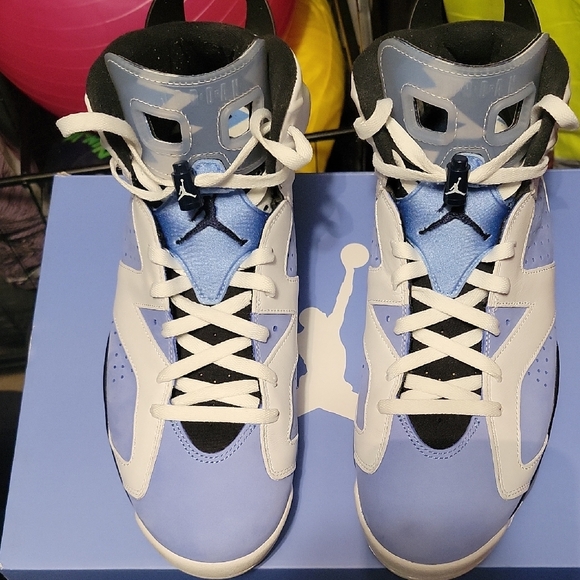 Jordan White and Blue Sneakers - Picture 2 of 4